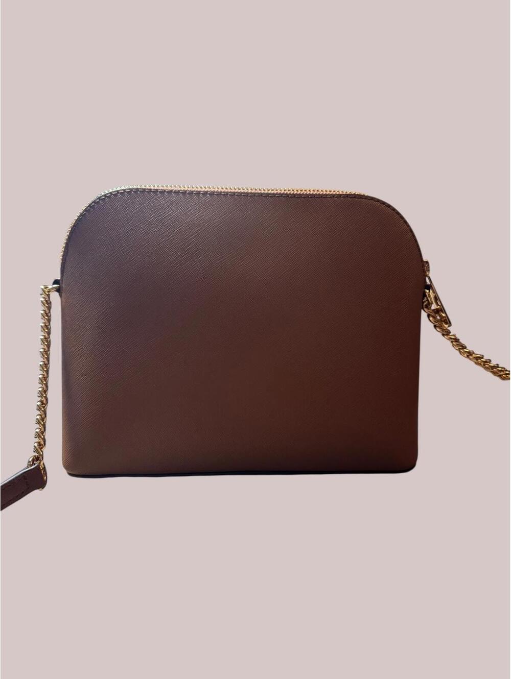 Michael Kors Brown Leather Crossbody with Gold Chain Strap - Picture 3 of 7